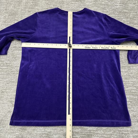 Quacker Factory Lounge Set Womens Large Purple Velour Rhinestone Cozy Pants - Picture 8 of 16